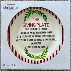 Kirkland’s Christmas Collection Ceramic “The Giving Plate”, Red Green NEW
